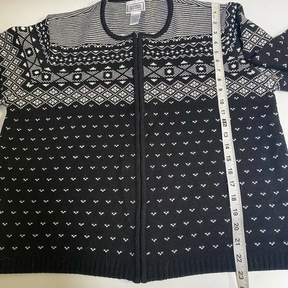 Jennifer Moore VTG Acrylic Cardigan Sweater Women Large Black Full Zip Hong Kong - Picture 6 of 6